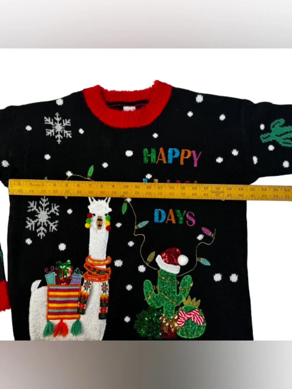 Happy Llama Days Black Ugly Christmas Sweater